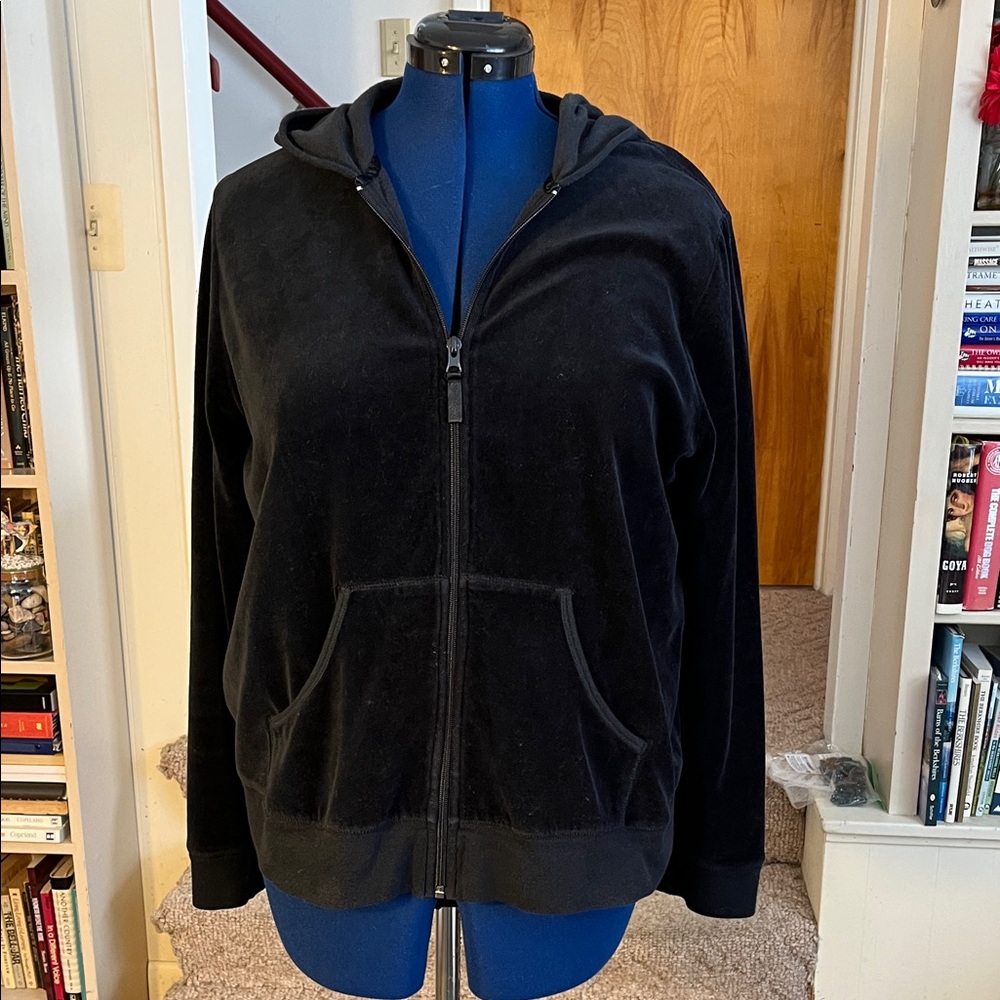 Motherhood Maternity Black Velvet Hoodie Jacket